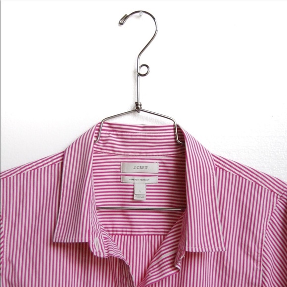 J. CREW perfect shirt pink stripe button down L - Picture 2 of 4
